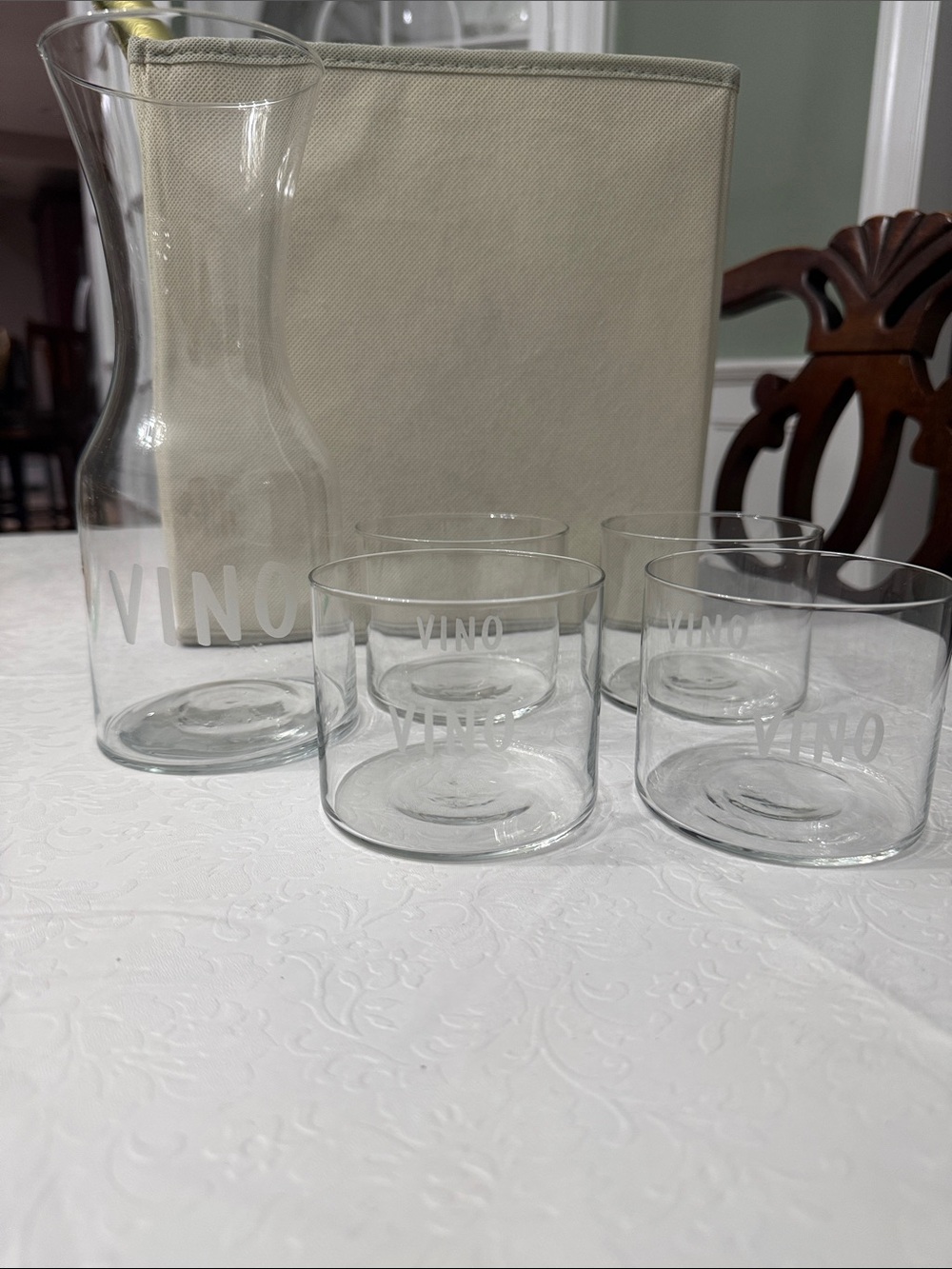 Crate & Barrel Vino Flat Wine Tumbler and Carafe Set | Retired Set | Vintage